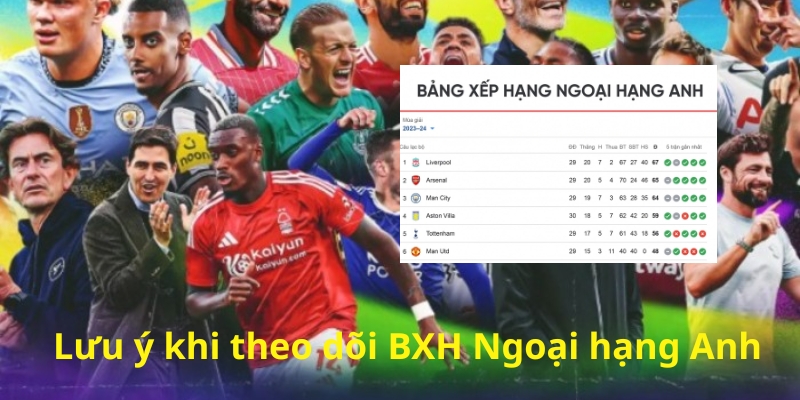 Lưu ý khi sử dụng bảng xếp hạng Ngoại hạng Anh